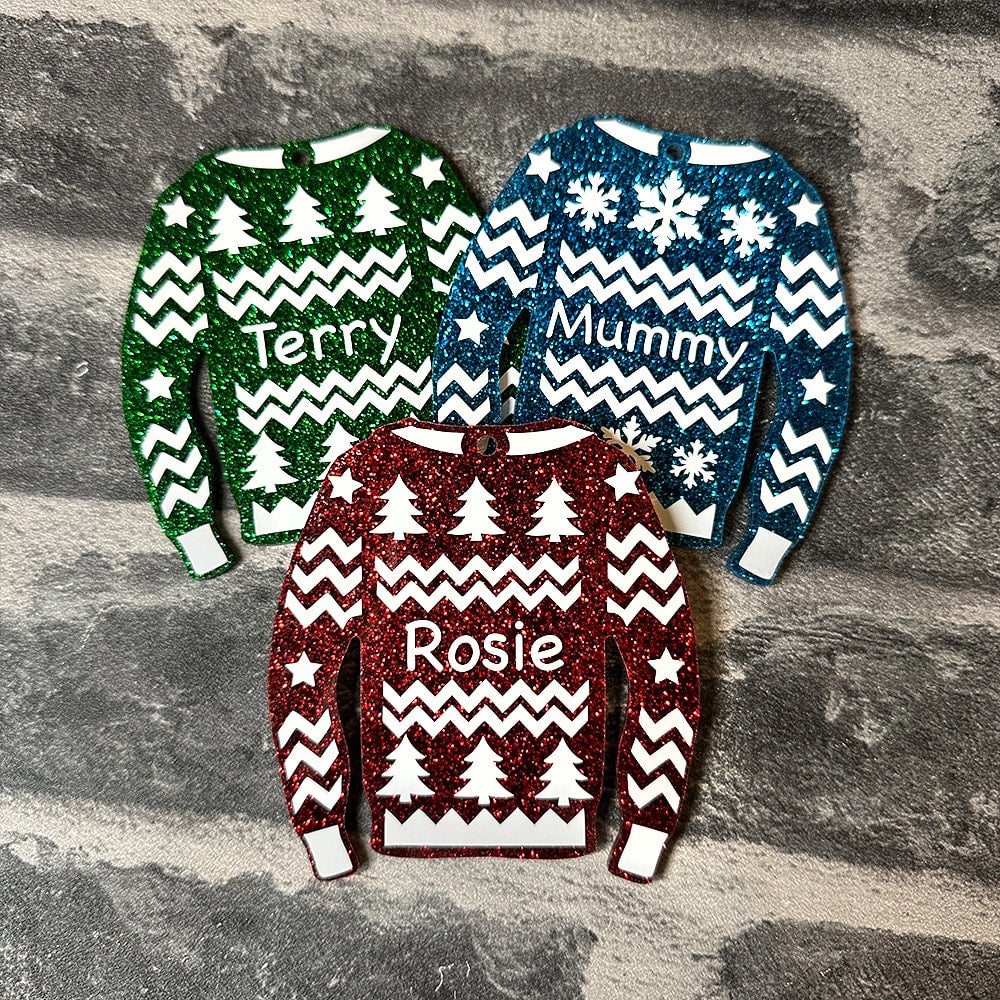 Ugly Christmas Jumper Personalised Christmas Ornament Make it foxy